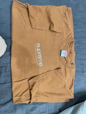Supreme Brown Crewneck Tee with White Center Logo
